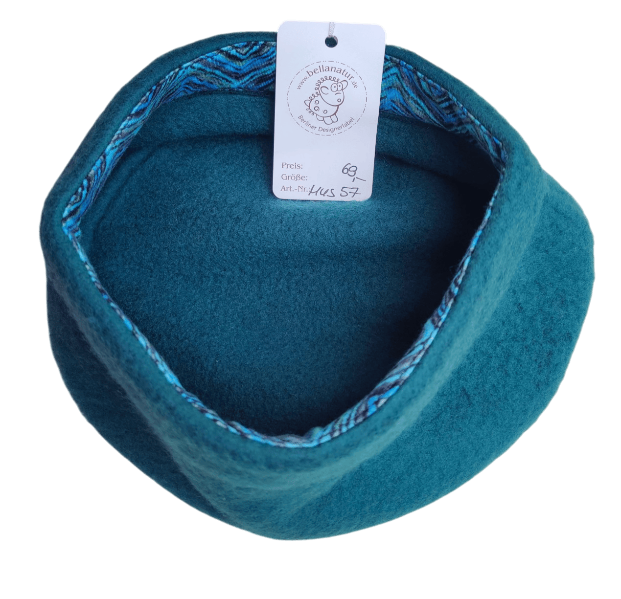 Merino Mütze petrol bellanatur Berliner Modedesign