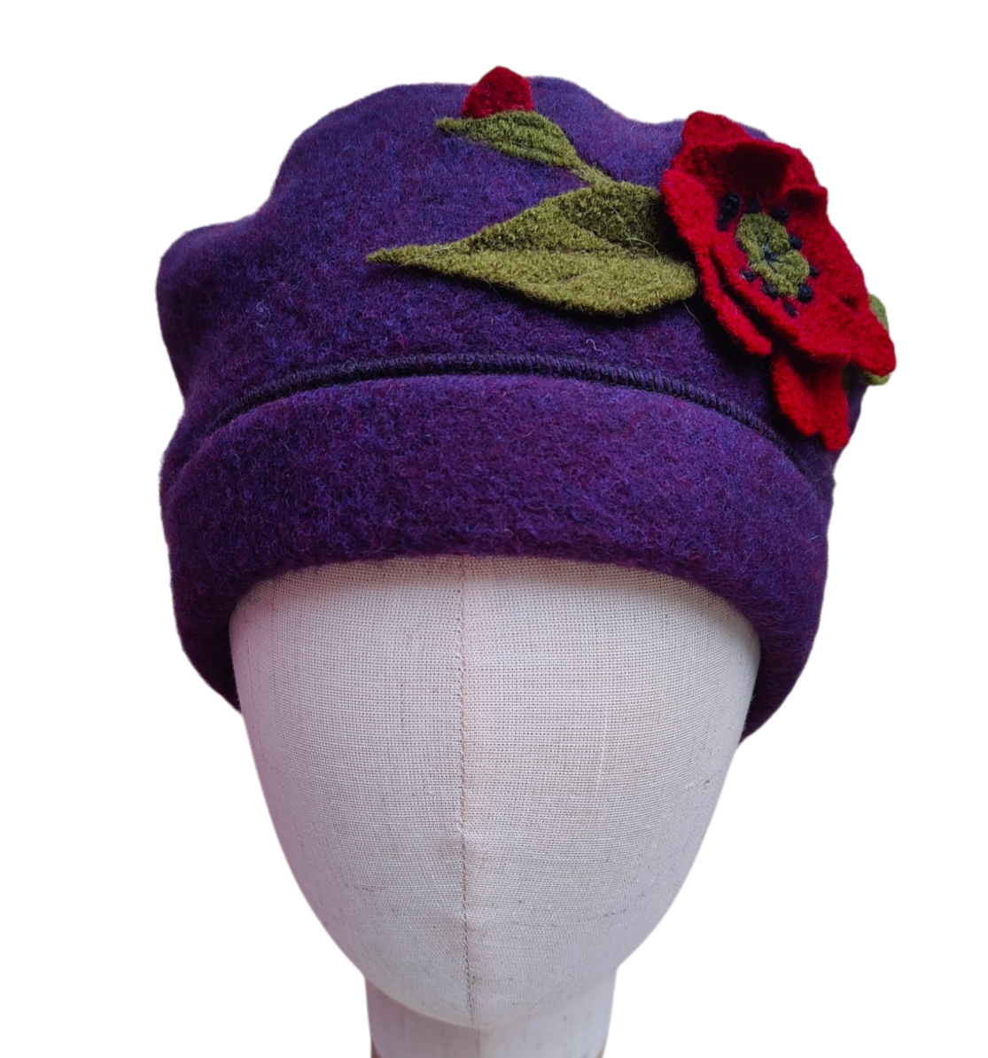 Merino Mütze lila blume