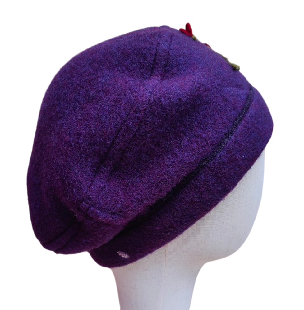 Merino Mütze lila blume